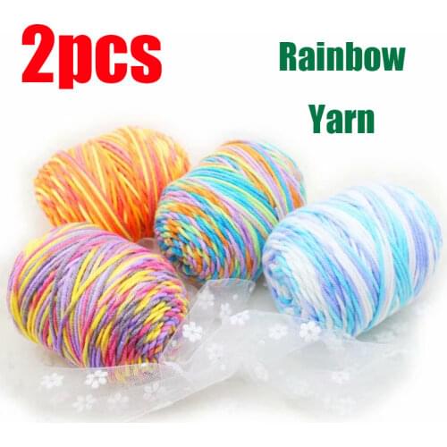 2pcs Knitted Yarn Hand-woven Cotton Yarn Crochet Threads Colorful Yarn Baby Sweater Hat Estambre Para Tejer