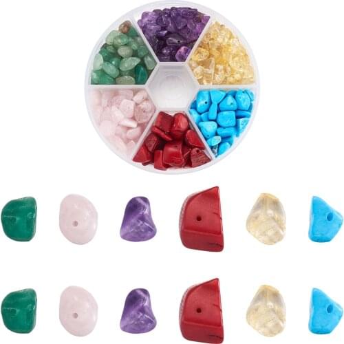 350pcs/box 6 Color Irregular Natural Stone Beads Chip Loose Spacer Fit Handmade Bracelets Earring Jewelry Making Accessories