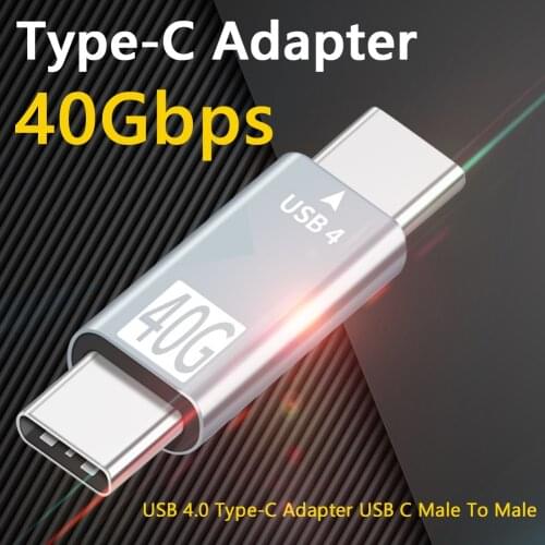 Type-C USB4 40Gbps Adapter USB-C Male to Male Data Sync Converter Extension Cable for Macbook Pro Air Dell Thunderbolt 3 Laptop