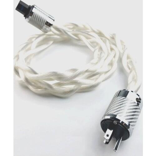 5N OCC Silver Audio Carbon Fiber Plated US/EU Version Plug Amplifier Speaker Power Cable