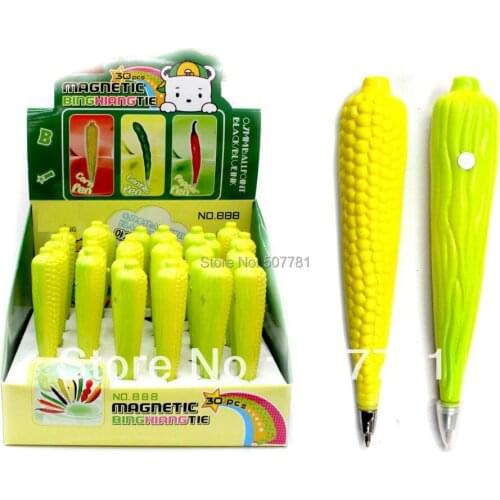 [Free shipping] NEW !Magnetism ! Fruits and vegetables pens Personality pen -Corn pen,30pcs /lot could with customer' logo
