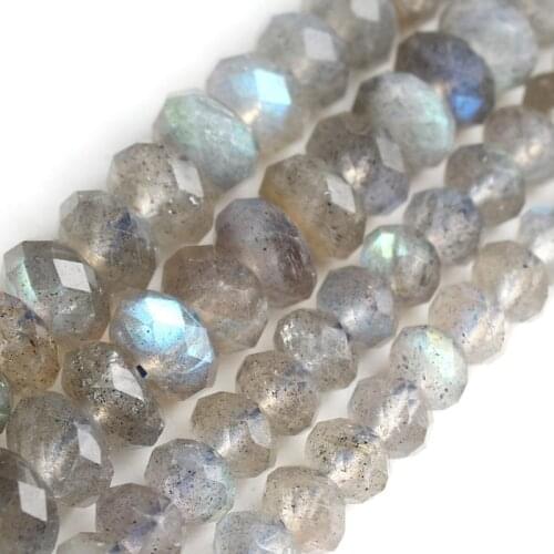 AAA Natural Labradorite Rondelle Beads Loose Stone Beads for DIY Bracelet Jewelry Making 15" Strand 3*5mm 4*7mm