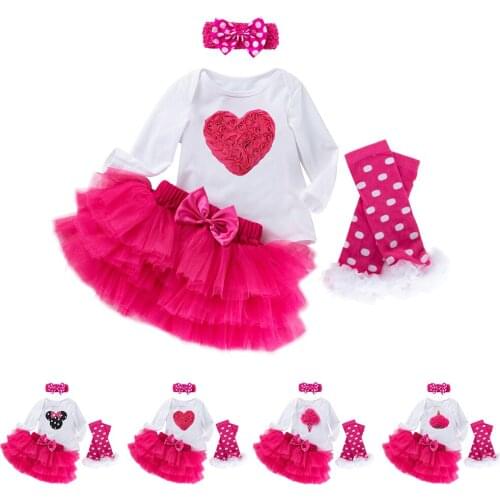 0-24 Months Birthday | Valentines Day Infant Toddler Baby Girl Dress Long Sleeve Romper & Skirt Suit-Kids Clothes Bloomers