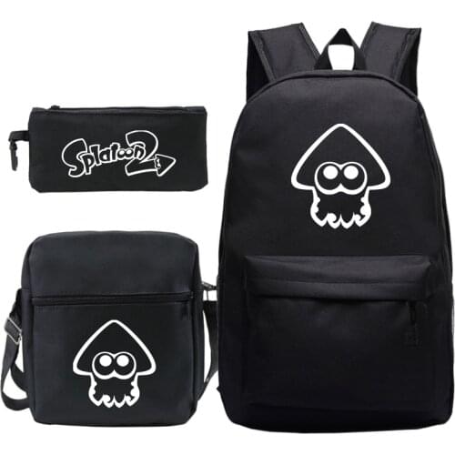 Child Cartoon Splatoon Backpack Teens School Bag Boys Girls Students Back to School Gift(3pcs Set/bookbag+shouder Bag+pen Bag)