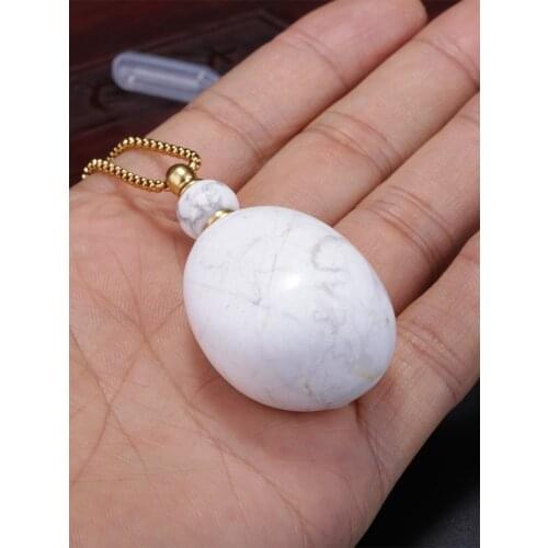 Two-color chain Natural Semi Perious Multiple Colors To Choose Stones Perfume Bottle Pendant Necklace Gift Unicex