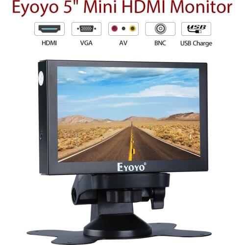 Eyoyo 5" Monitor Small Hdmi Monitor Portable vga Monitor CCTV Screen LCD 800x480 IPS Monitor BNC AV/VGA Display LED car monitor