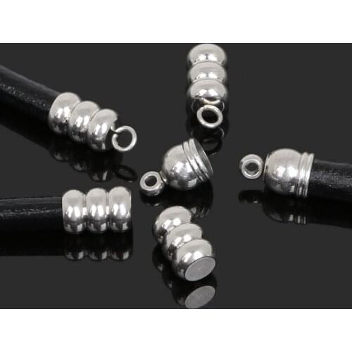 Hot Sale 10~50pcs/lot Stainless Steel Cord End Cap Cord End Cover Connectors to link Clasp For Jewelry DIY Making