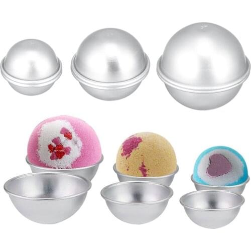 1set Round Aluminium Alloy Bath Bomb Molds DIY Tool Bath Bomb Salt Ball Homemade Crafting Semicircle Sphere Metal Bath Tool Mold