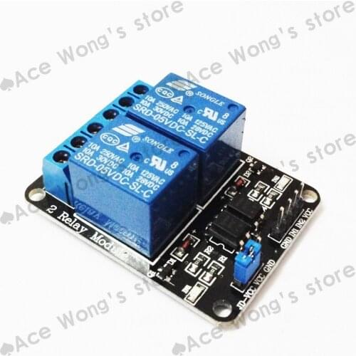 Hot Sale 2PCS/LOT New 5V 2 Channel Relay Module Shield for ARM PIC AVR DSP Electronic 10A
