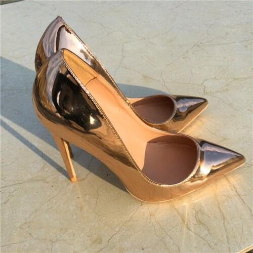 Fashion free shipping gold Patent Leather Poined Toe Stiletto Heel high heel shoe pump HIGH-HEELED SHOES dress shoes