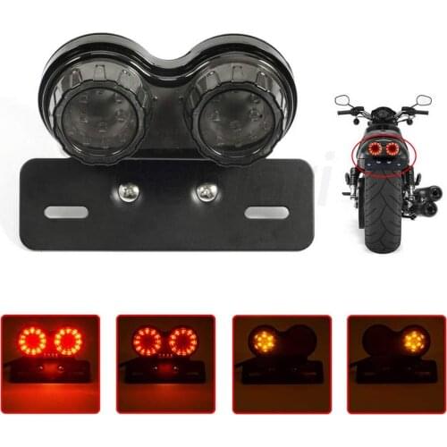 Motorcycle LED Taillight Custom Motorbike Rear Stop Brake Moto Scooter Bike Lamp License Plate Light Turn Signal Indicators Bulb
