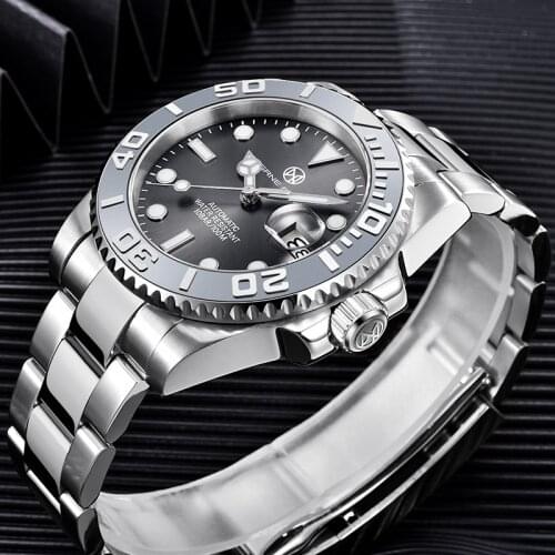 PAGRNE DESIGN 40MM Men‘s Wristwatch Mechanical Automatic Watch Seiko NH35A Movement Sapphire Glass 100M Waterproof Clock Relogio