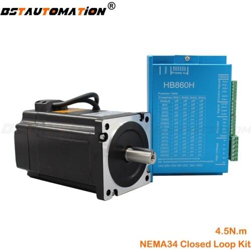 Nema 34 Stepper Motor Driver 4.5nm Servo Motor 86HSE4.5N+HBS86H Closed-loop step motor 4.5NM 86 Hybrid closed loop 2-phase