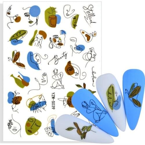 2021 New 3D Nail Sticker Summer Graffiti Nail Decals Geometric lines Nail Art Decoration DIY Nails for All Manicures