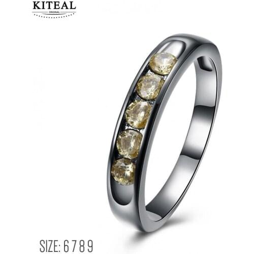 KITEAL Newest Gold color Yellow size 6 7 8 9 Girl rings zircon ring zircon black gold filled anel masculino oso