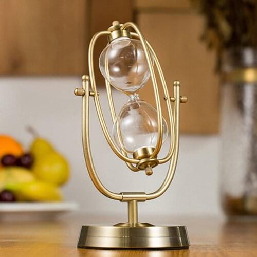 Retro Metallic Art Hourglass filling sand yourself Rotating Craftworks Gift Ornament Study Room Office Decoration Kitchen Timer