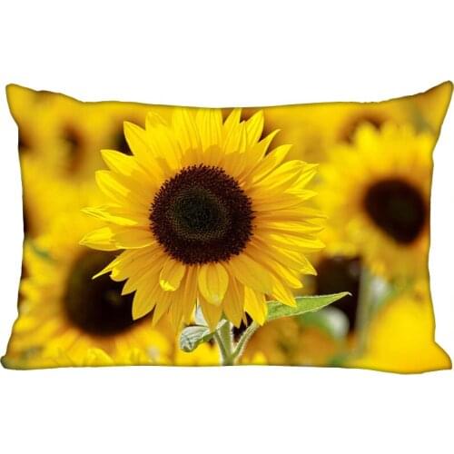 Hot sunflower Printed Satin Pillowcases Two sides Standard Silk Soft Rectangle zipper pillowcover More size Custom LOGO