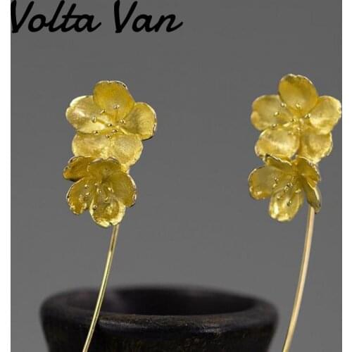 Volta Van 925 Sterling Silver Drop Earrings Elegant Pendientes Plata 2021 New Fine Jewelry Cherry Blossoms Luxury Earrings