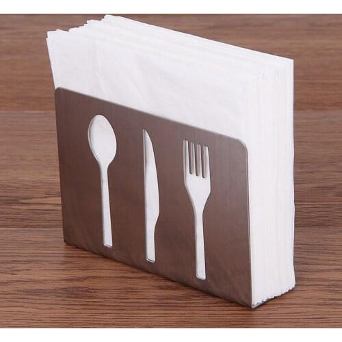 Silver Tissue Holder Square Napkin Holder Creative Tissue Napkin Holder Stainless Steel Western Napkin Holder