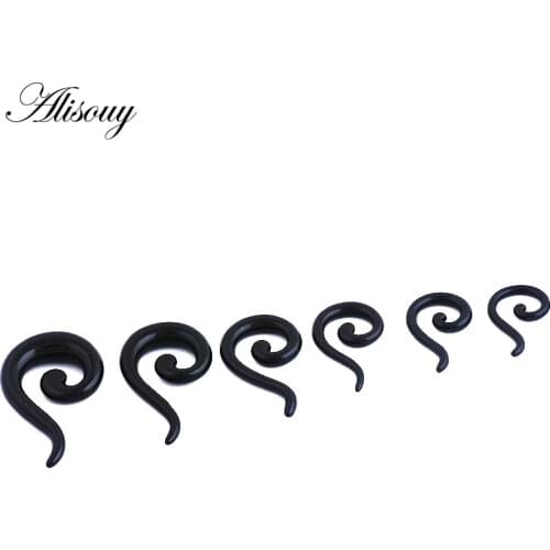 2pcs Acrylic Spiral Taper Flesh Tunnel Ear Stretcher Expander Studs Cone Shape Snail Questions Mark Buffalo Earrings