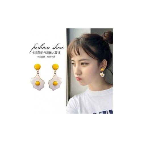 Cute Cartoon Poached Egg Stud Earrings Creative Emulational Fried Egg Earrings Fresh Funny Jewelry Student Girl Charm Gifts