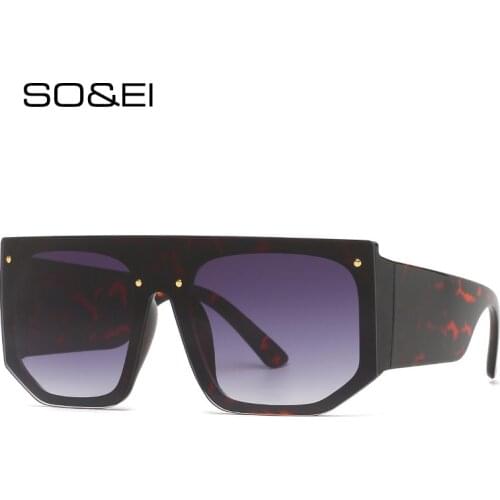 SO&EI Fashion Oversized Square Women Sunglasses Vintage One Piece Nail Decoration Eyewear Men UV400 Sun Glasses Flat Top Goggles