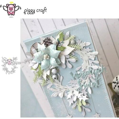 Piggy Craft metal cutting dies cut die mold Leaf ring round frame Scrapbook paper craft album card punch knife art cutter die
