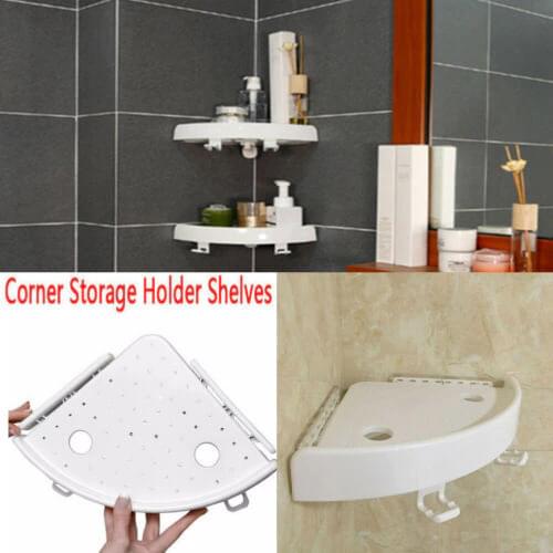 Corner Storage Rack Suction Cup Toilet Bathroom Shower Shelf Organizer Kitchen Storage Sucked Type 1PC