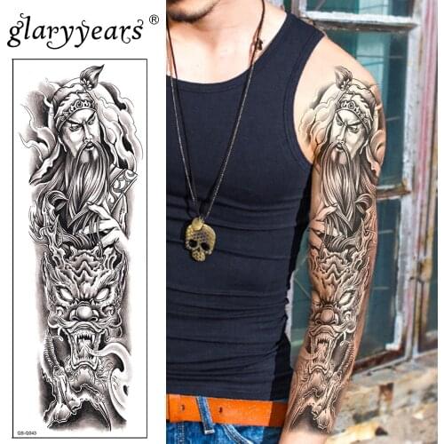 Glaryyears Large Arm Temporary Tattoo Sticker Person Fake Tatoo Cartridge Flash Tatto Waterproof Big Body Art Men Women QS-Q043