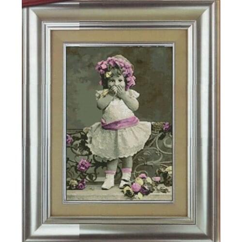 Needlework,embroidery,DIY Unprinted Cross stitch kits,Cute little girl kids cartoon Pattern counted Cross-Stitching decor