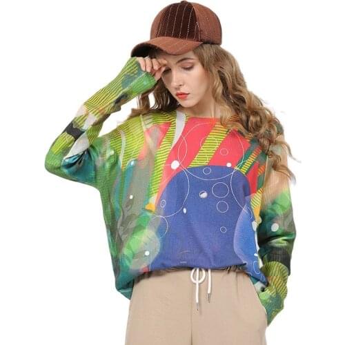 XIKOI Women Winter O-Neck Print Sweaters Jumper Knitted Pullovers Tops Elegant Plus Size Pull Femme jesery sueter feminino