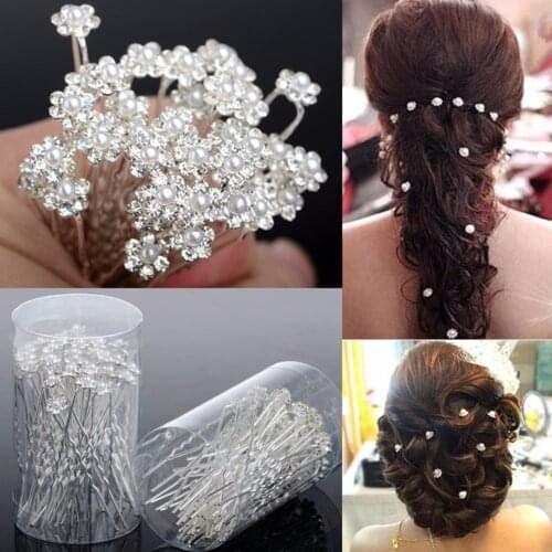 40 PCS Flower Hair Clips Bridal Chopsticks Simulated Pearl Hairpins Bridesmaid Women Hair Jewelry Accessories Wedding Hair Pins