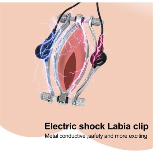 Electric Shock Labia Clips BDSM Auult Torture Clitoris Stimulation Clamp Pussy Sex Toy for Women Vagina Spreader Peep Opener