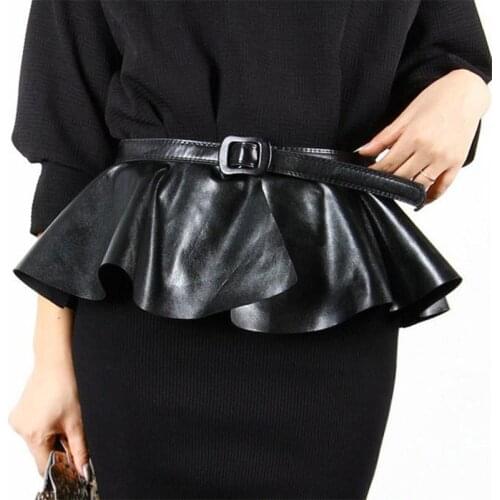 Womens Adjustable Faux Leather Peplum Cinch Belt Wide Waistband Skirt Belt Mothers Day Gift Skirt Belt Leather