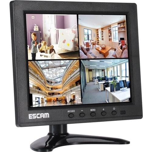 New Brand ESCAM T08 8 inch TFT LCD 1024x768 Monitor with VGA HDMI-compatible AV BNC USB for PC CCTV Security Camera