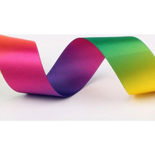 1M Satin Double-sided Rainbow ribbons Gift Wrapping Christmas/New Year/wedding gift/Party Decor DIY handmade sewing accessories