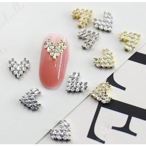1pcs/bag Korea 3D Nail Art Accessories Alloy Luxury Zircon Kawaii Heart Nail Parts Glitter Rhinestone Decorations Nail Supplies