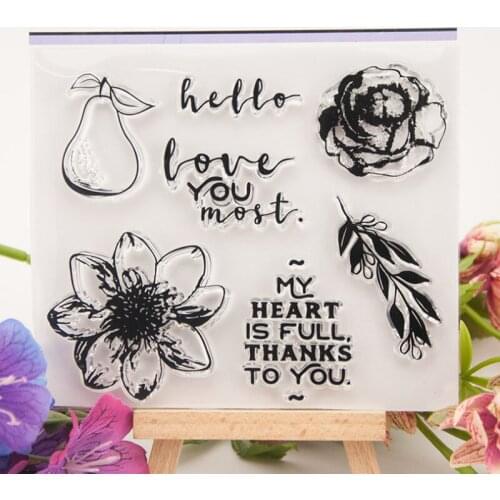 1pc Pear Flower Transparent Clear Silicone Stamp Seal Cutting DIY Scrapbook Rubber Coloring Embossing Diary Decoration Reusable