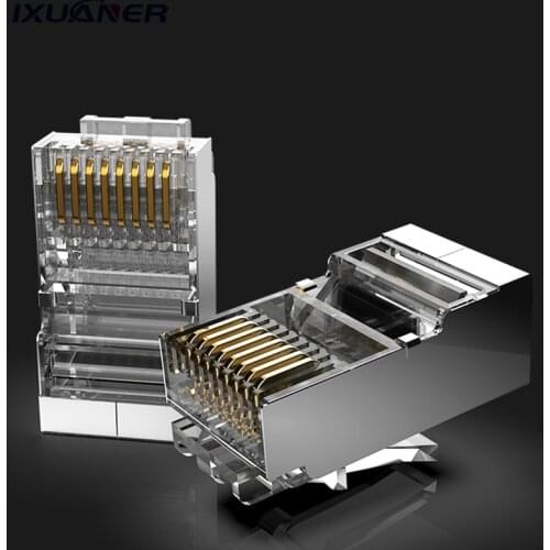 10pcs Cat6 RJ45 RJ50 RJ11 Connector 8P8C Modular Ethernet Cable Head Plug Gold-plated Cat 6 Crimp Network RJ 45 Connector Cat6