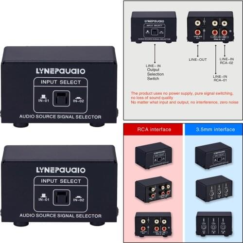 2 in 1 Out or 1 in 2 Out Audio Source Signal Selector Headphone Speaker Switcher Lossess Black