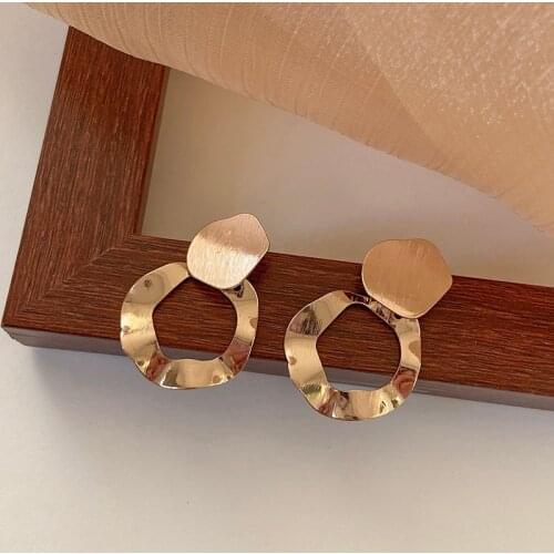 2021 Fashion Gold Color Circle Geometric Statement Earring Round Big Hoop Earrings for Women Girl Wedding Party Jewelry