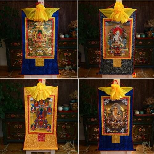 4P--Wholesale Buddhist supplies--60CM Thang-ga -Vajrasattva Amitabha the Bodhisattva Manjusri Medicine Buddha Thangka painting