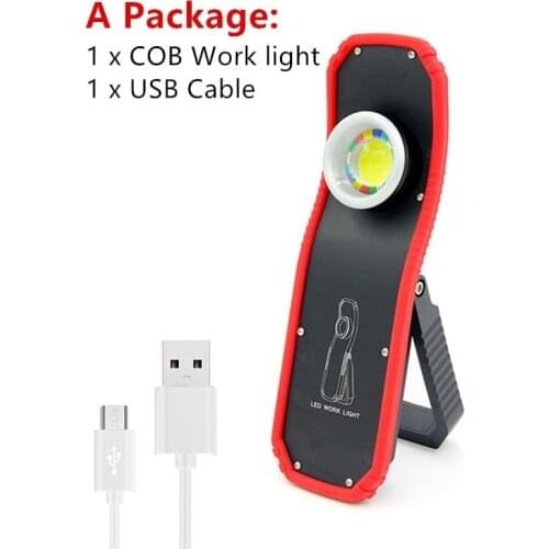 60W Magnetic Flashlight Torch COB LED Work Light Torch Portable USB Lantern Hook COB Hanging Camping Light Camping Supplies