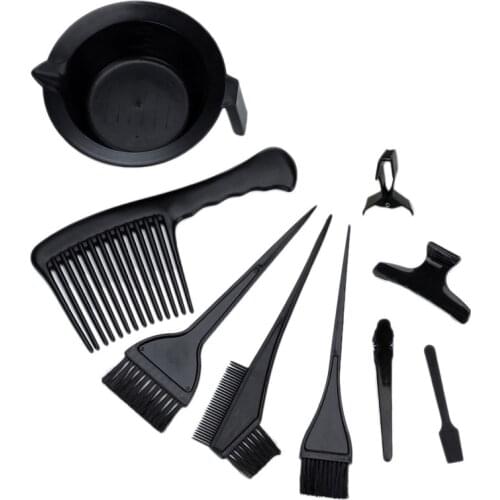 EAS-9Pcs/Set Hair Color Dye Bowl Comb Brushes Tool Tint Coloring Dye Bowl Comb Brush Hair Coloring Styling Tool