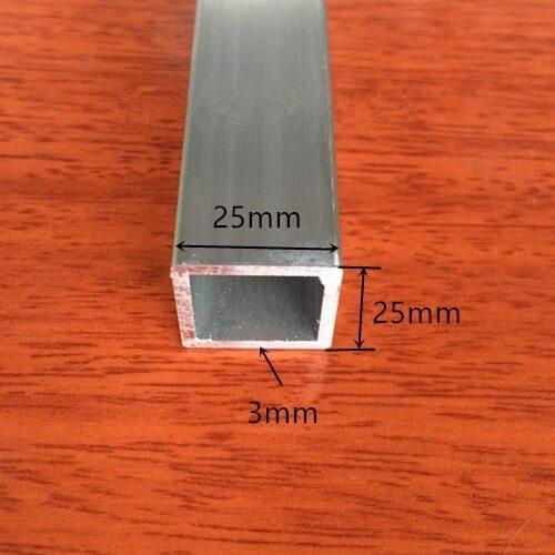 Aluminum square tube 25mmx25mm thickness 3mm length 1000mm diy model support aluminium profile