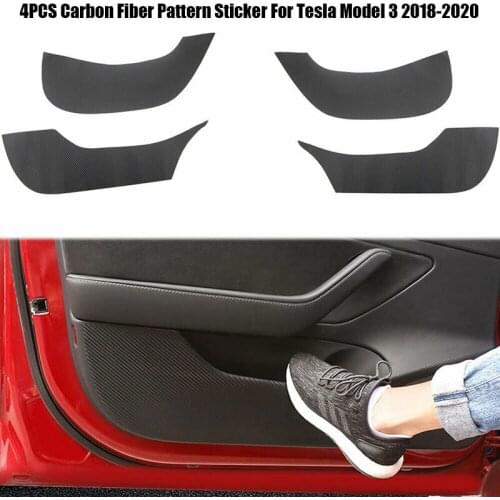 For Tesla Model 3 Four Side Door Anti-kick Carbon Fiber pattern Sticker 4pcs 2018-2019