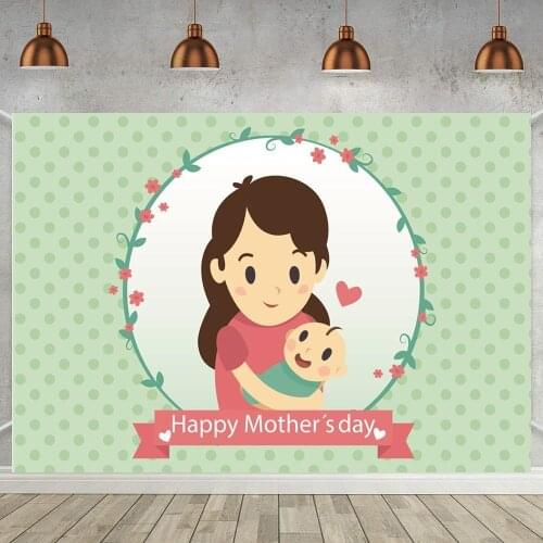 Best Love Mum And Baby Backdrop For Photography Table Decor Happy Mothers Day Celebration Family Party Photo Background