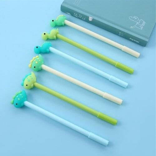 3pcs Kawaii Little Dinosaur Gel Pen Soft Silicone Cute Black Ink Pen Promotional Gifts Kawaii Stationery School Office Supplies