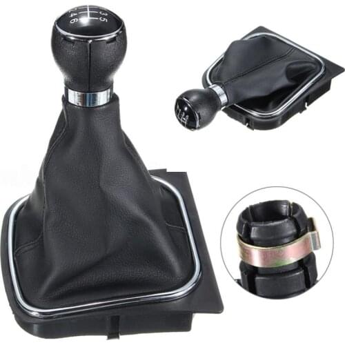 JX-LCLYL 6 Speed Gear Shift Knob Stick Gaiter Boot For VW Golf Jetta MK5 MK6 2005-2014
