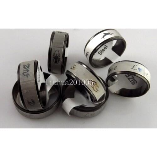 Wholesale NEW STYLE Black Stainless Steel Rings Fashion Jewelry 36 pcs Free Shipping